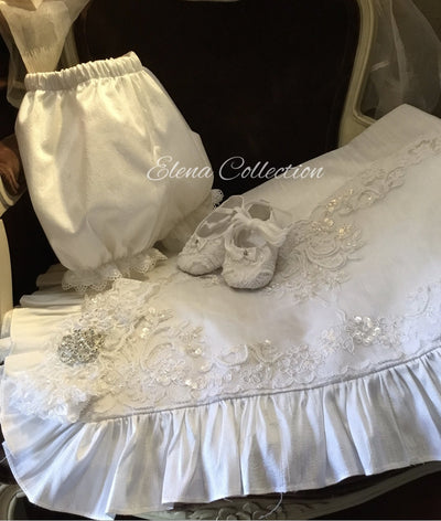MATCHING - Silk Blanket 36x36 - Heirloom Christening Gown
