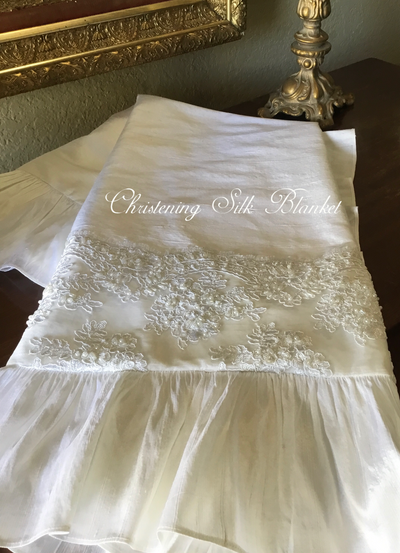 MATCHING - Silk Blanket 36x36 - Heirloom Christening Gown