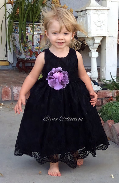 Black Flower Girl Dress - Tiffany
