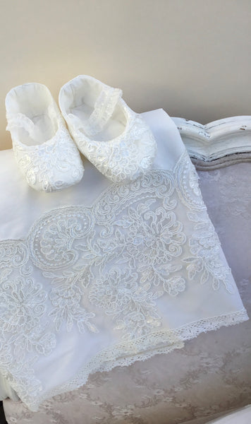 MATCHING - Silk Blanket 36x36 - Heirloom Christening Gown