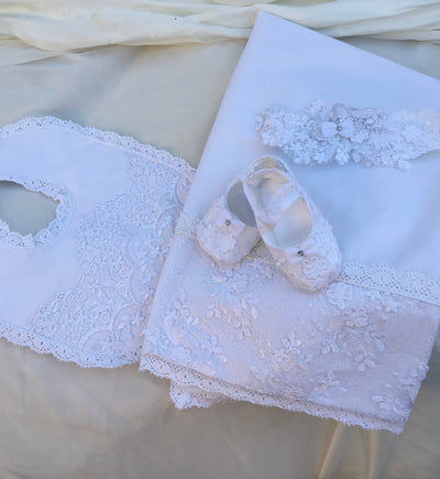 MATCHING - Silk Blanket 36x36 - Heirloom Christening Gown