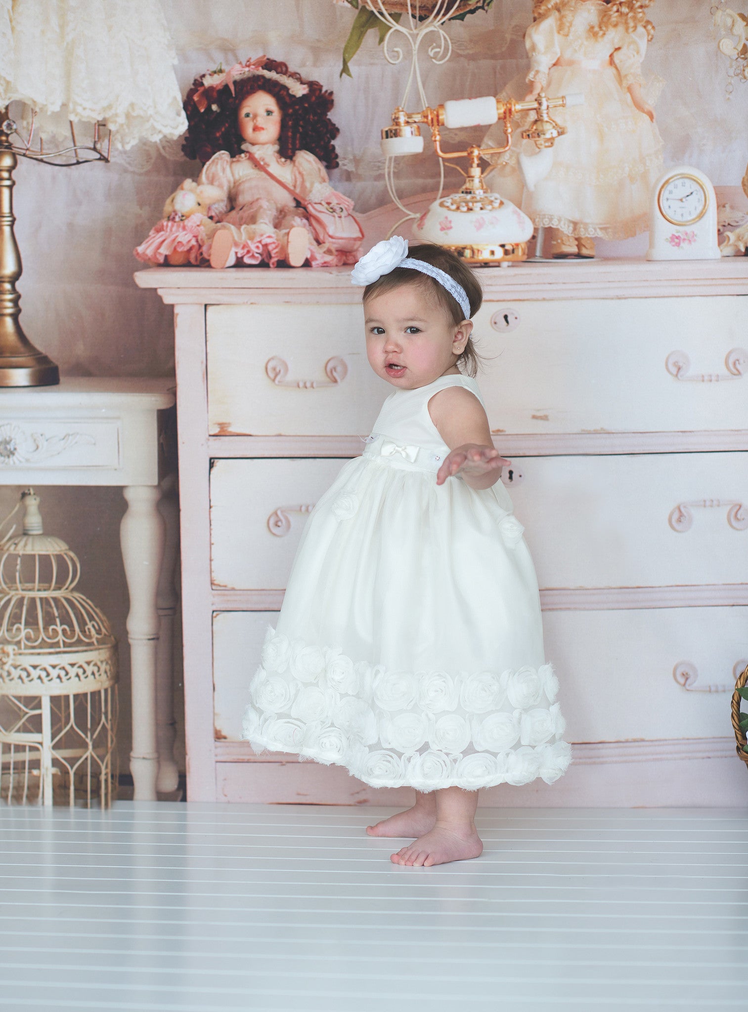 Flower baby girl dress-Baptism-Christening-Brandy - ElenaCollection
 - 2