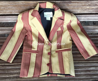 Luxury Silk Stripe Vest & Jacket Set - Dark Beige & Rust -James