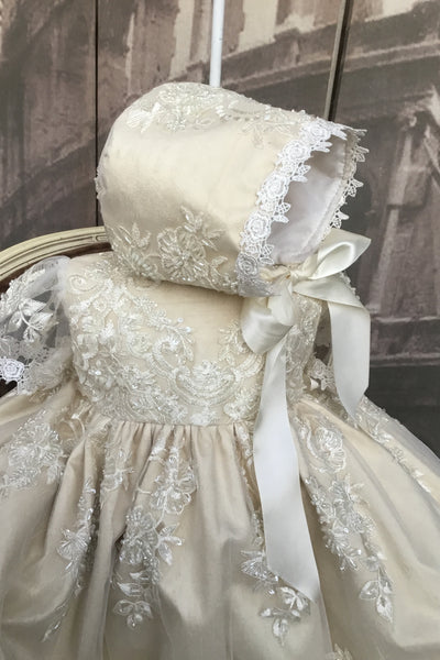 Heirloom Baby Christening Gown with Bonnet | The Georgia | Elena Collection