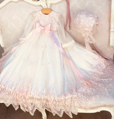 The Paulette Gown | Limited-Edition Embroidered Lace Christening Ensemble
