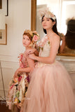 2-Piece Couture Wedding Corset Set with Detachable Tulle Train & Handmade Florals