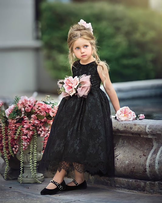 Black Flower Girl Dress - Tiffany