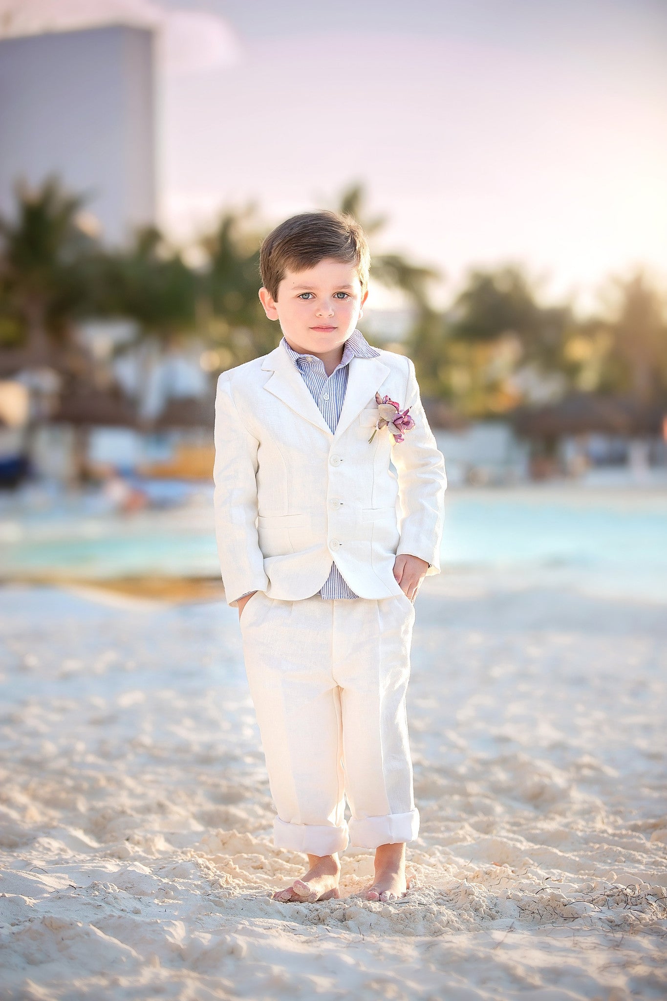 Off White Boys Linen Suit Joel 2t