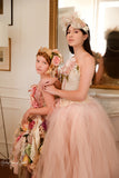 2-Piece Couture Wedding Corset Set with Detachable Tulle Train & Handmade Florals