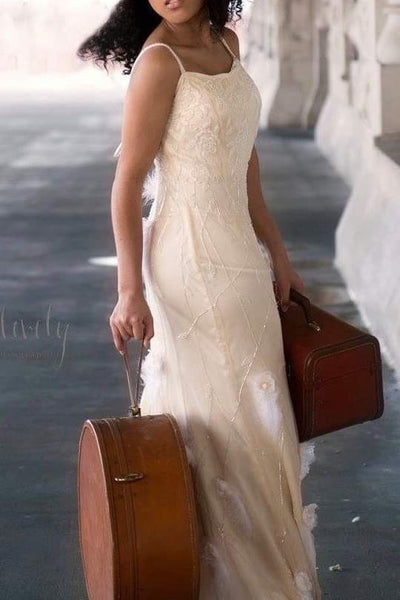 Wedding Silk Chiffon Beaded Long Dress - Fabiana