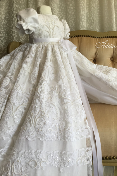 The Adelina Gown - Heirloom Christening Gown