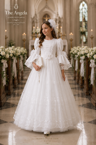 The Angela | Silk & Vintage Lace First Communion Dress