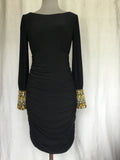 Black Ruched Long Sleeve Dress