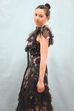 Black Floral Chiffon Dress - Karen