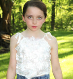 Ivory Corset 3d Roses Top - Sally