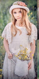 Hand-Decorated Vintage-Inspired Hat with Lace Tie – Girls Summer Hat