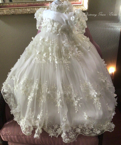 Christening Gown Beaded 3d Lace - Eloisa