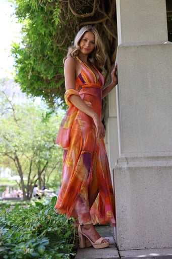 Silk Maxi Halter Dress -Jasmine