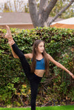 Blue Top & Black Leggings - Olive