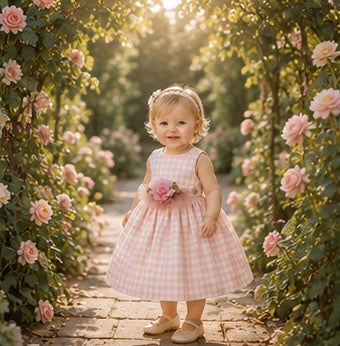 The Charlotte | Luxury Silk Gingham Flower Girl Dress | Elena Collection