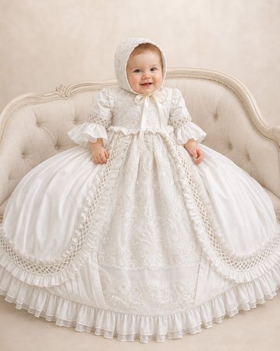 THE WILLIAM
Silk Couture Christening Gown & Bonnet