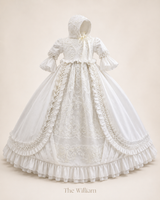 THE WILLIAM
Silk Couture Christening Gown & Bonnet