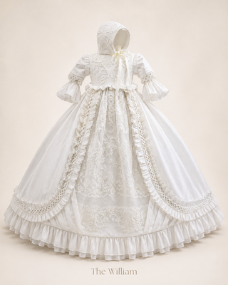 THE WILLIAM
Silk Couture Christening Gown & Bonnet