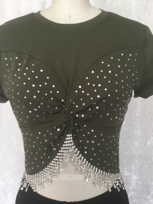 Rhinestones Fringe Top - Dixi