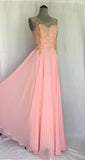 Blush Pink Embellished Evening Gown with Flowing Chiffon Skirt