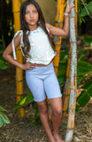 Cotton Biker Shorts with Handmade Velvet Bow – Light Grey or Black