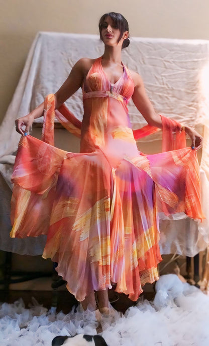 Silk Maxi Halter Dress -Jasmine