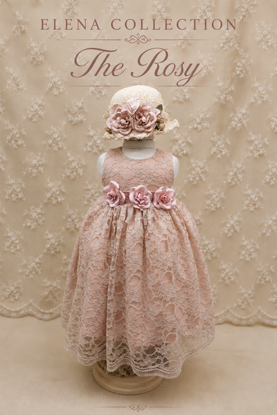 The Rosy | Vintage Lace Baby Dress & Coordinating Hat