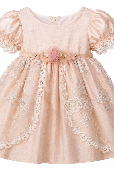 Elena Collection Isabella Rose Dress | One-of-a-Kind Silk Flower Girl Dress | 18 Months