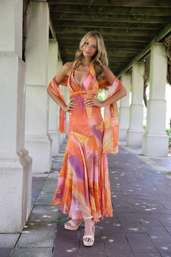 Silk Maxi Halter Dress -Jasmine