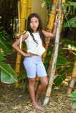 Cotton Biker Shorts with Handmade Velvet Bow – Light Grey or Black