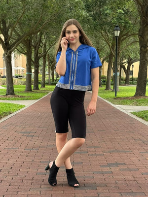 Sparkle Royal Blue Rhinestone Hoodie - Lexy