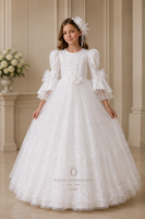 The Angela | Silk & Vintage Lace First Communion Dress