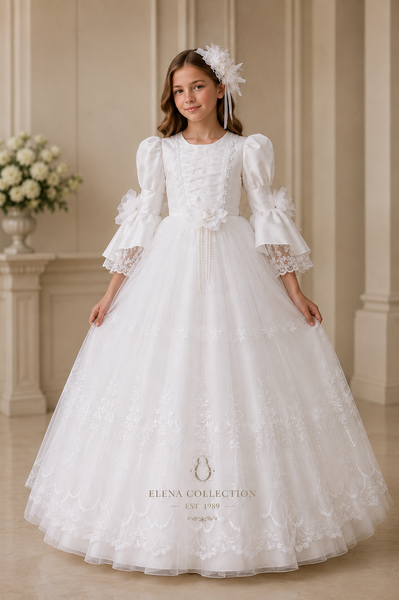The Angela | Silk & Vintage Lace First Communion Dress