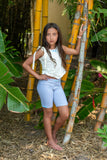 Cotton Biker Shorts with Handmade Velvet Bow – Light Grey or Black