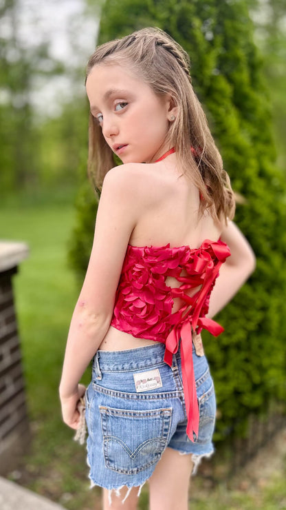 Girls Roses Top - Ellie
