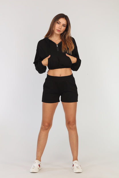 Cropped Black Hoodie - Laura
