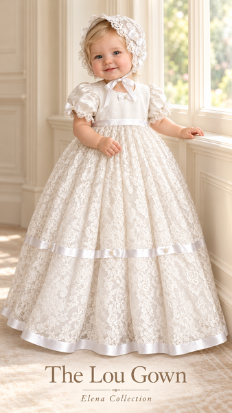 The Lou Gown | One-of-a-Kind Vintage Lace Christening Gown