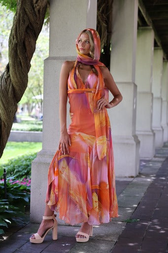 Silk Maxi Halter Dress -Jasmine