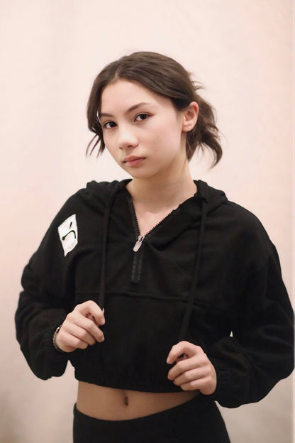 Cropped Black Hoodie - Laura