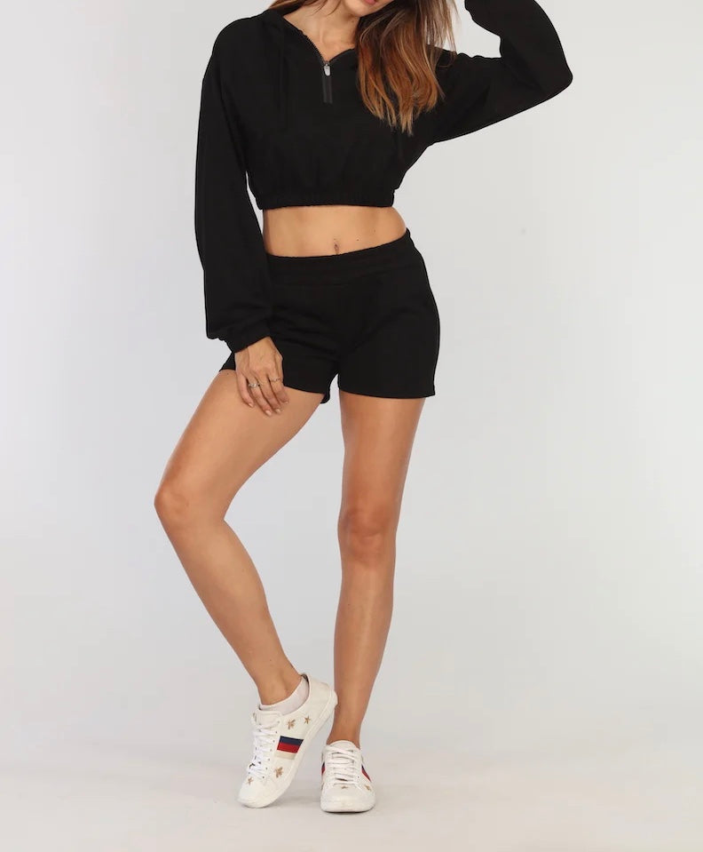 Cropped Black Hoodie - Laura