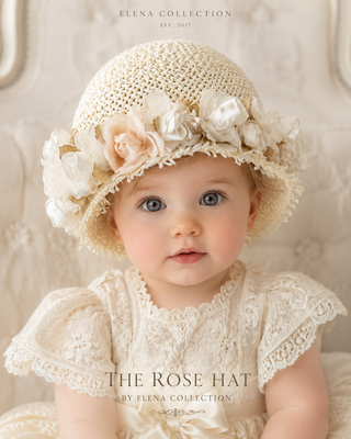 The Rose Hat | Hand-Decorated Baby Heirloom Hat