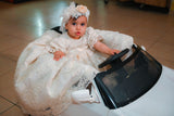 Emma Heirloom Christening Gown – Hand-Beaded Corded Lace with Bonnet