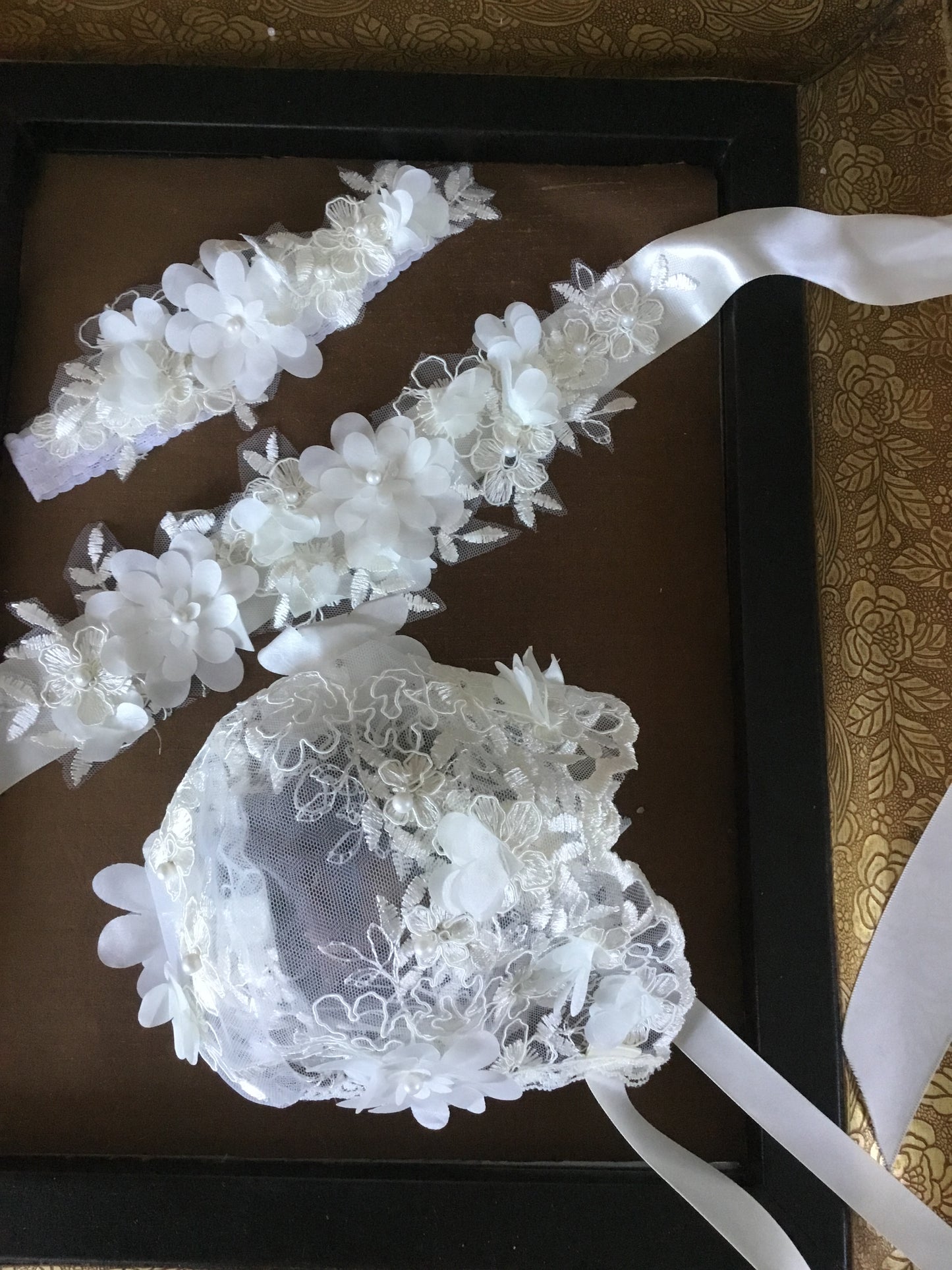 Christening Gown Beaded 3d Lace - Eloisa