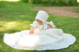 Emma Heirloom Christening Gown – Hand-Beaded Corded Lace with Bonnet