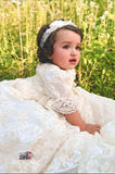 Emma Heirloom Christening Gown – Hand-Beaded Corded Lace with Bonnet